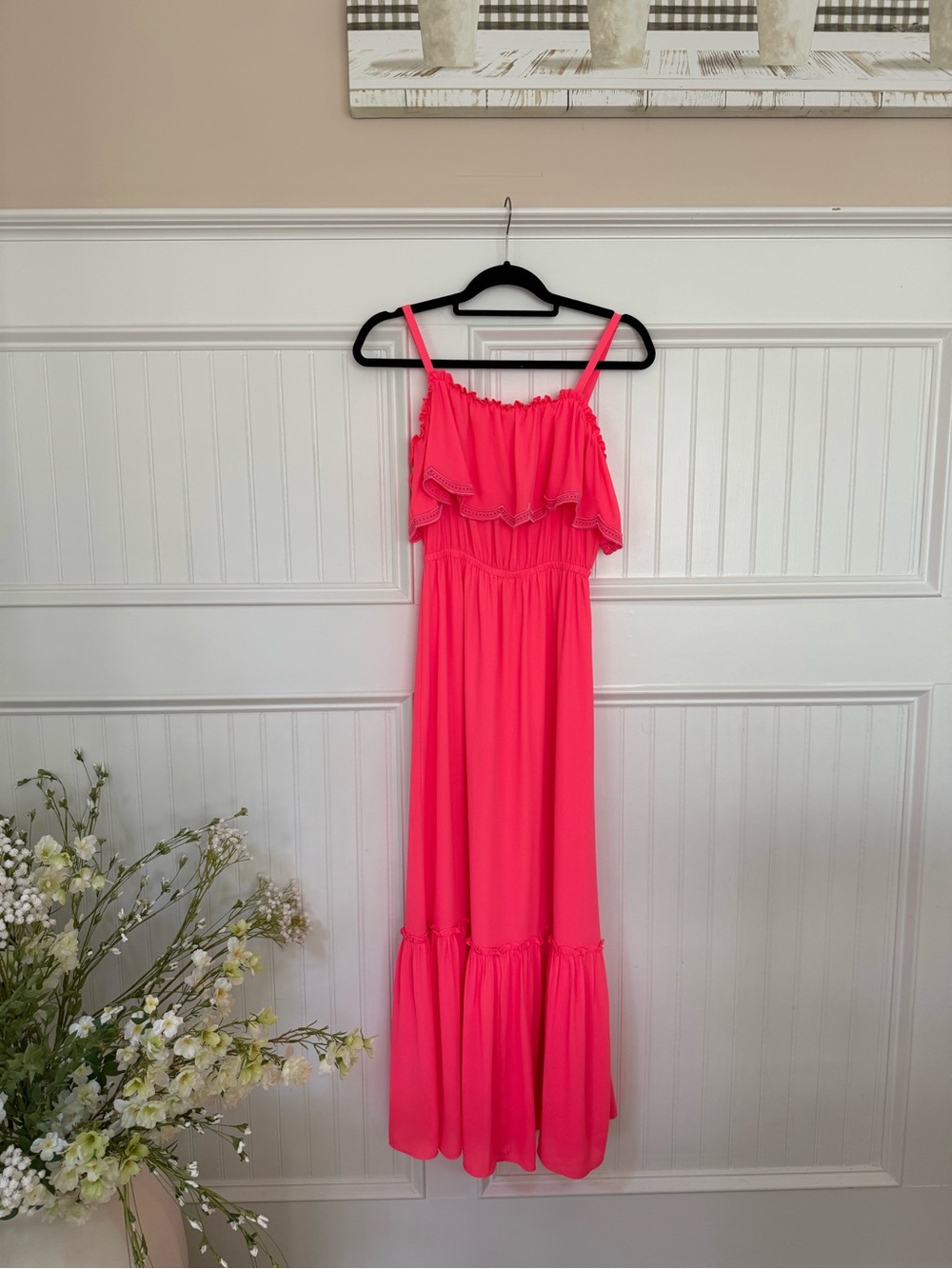 Lilly Pulitzer Hot Pink Ruffle Maxi Dress